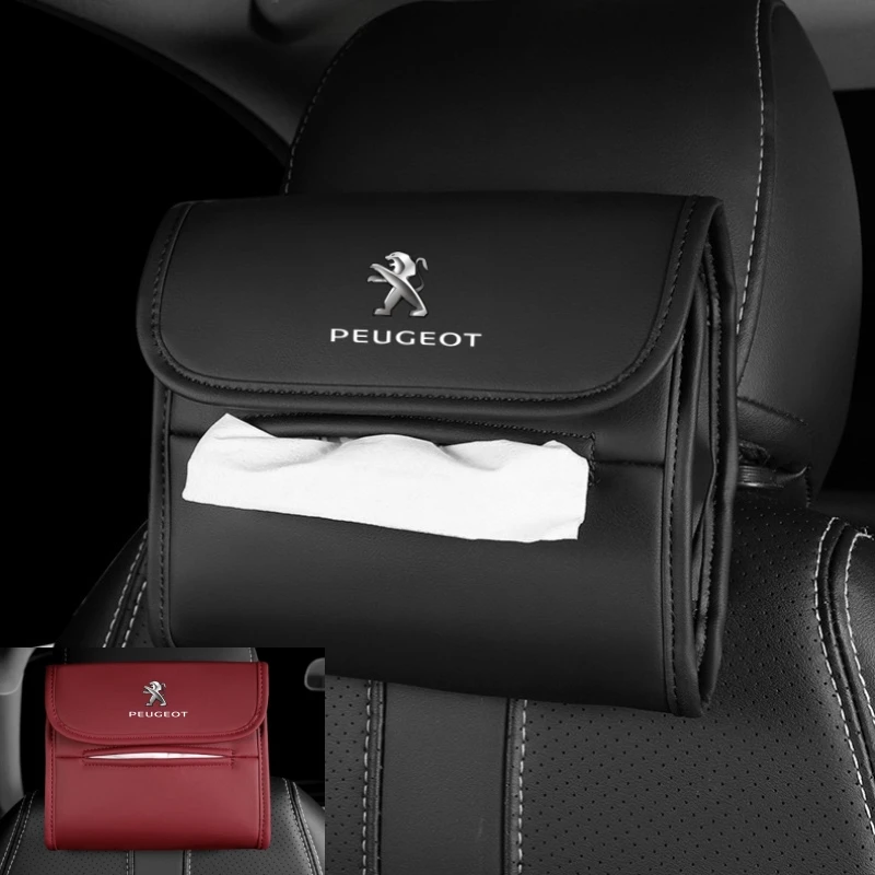 

Leather Car Interior Tissue Box Armrest Storge Bag For Peugeot 408 4008 308 3008 5008 508 205 206 207 208 301 307 106 107