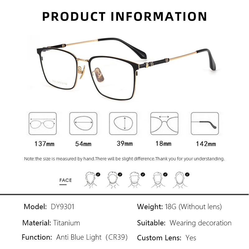 BLMUSA Fashion Retro Titanium Glasses Frame Square Photochromic Anti Blue Ray Reading Glasses Men Myopia Prescription Glasses