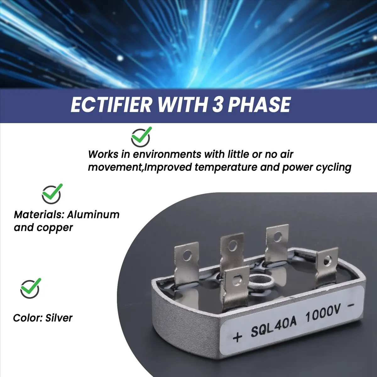 * Redresseur N21R avec pont de diodes triphasé 40A 1000V SQL40A