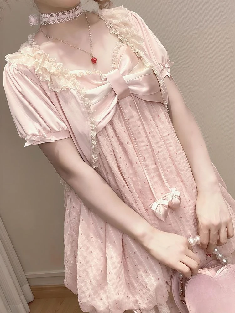 

Костюмы Y2k Kawaii для женщин: милые японские винтажные топы в стиле Лолита, мини-платья с высокой талией, комплекты из 2 предметов, повседневные модные наряды