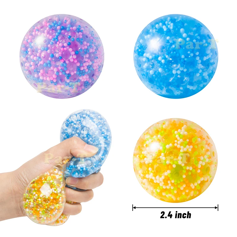 3Pcs Stress Balls for Kids Fidget Toys Colorful Water Bead Filled Sensory Ball Waterproof Office Decompression Toy Birthday Gift