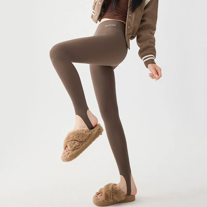 2025 New Women Step On Foot Leggings Autumn Winter Rabbit Fleece Thicken Warm Leggings Slim Yoga Fitness Sports Shark Leggings