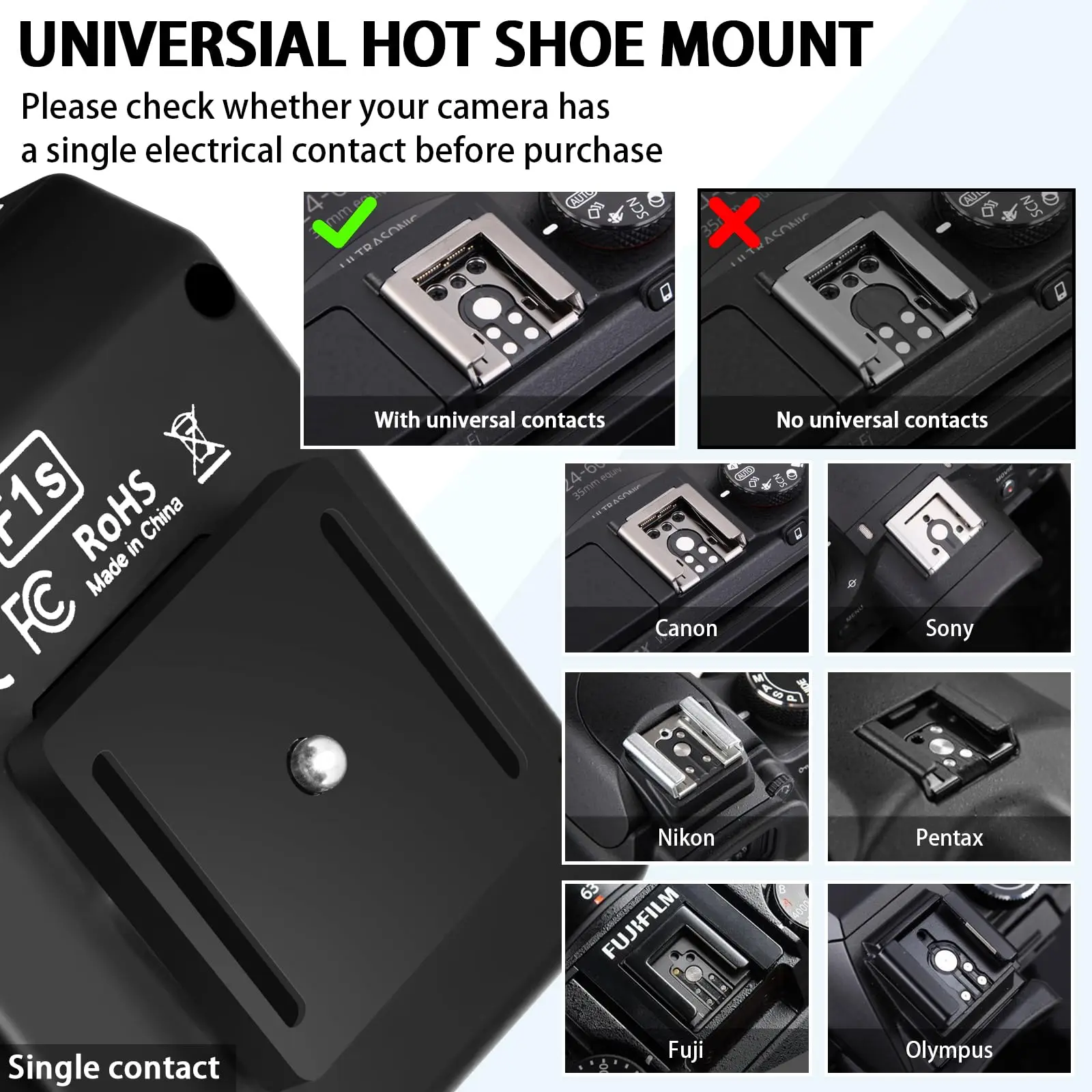 Medalight F1S Camera Flash for Ricoh (GR3/GR3X, etc.) Fuji/Sony/Nikon/Canon,Portable External Set-top Flash Universal Hot Shoe
