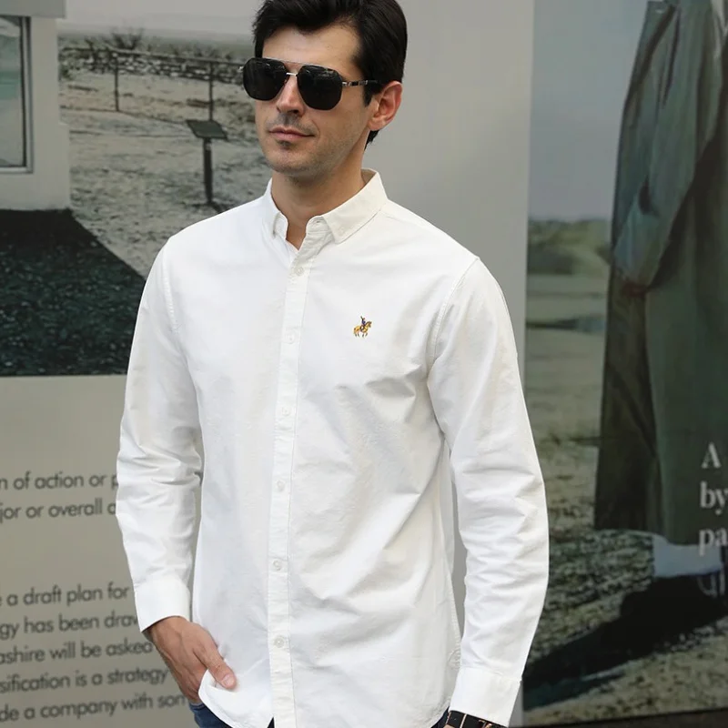 

New Men's Pure Cotton Oxford Shirt European Size Casual Long Sleeve Shirt Plus Size Shirt for Men