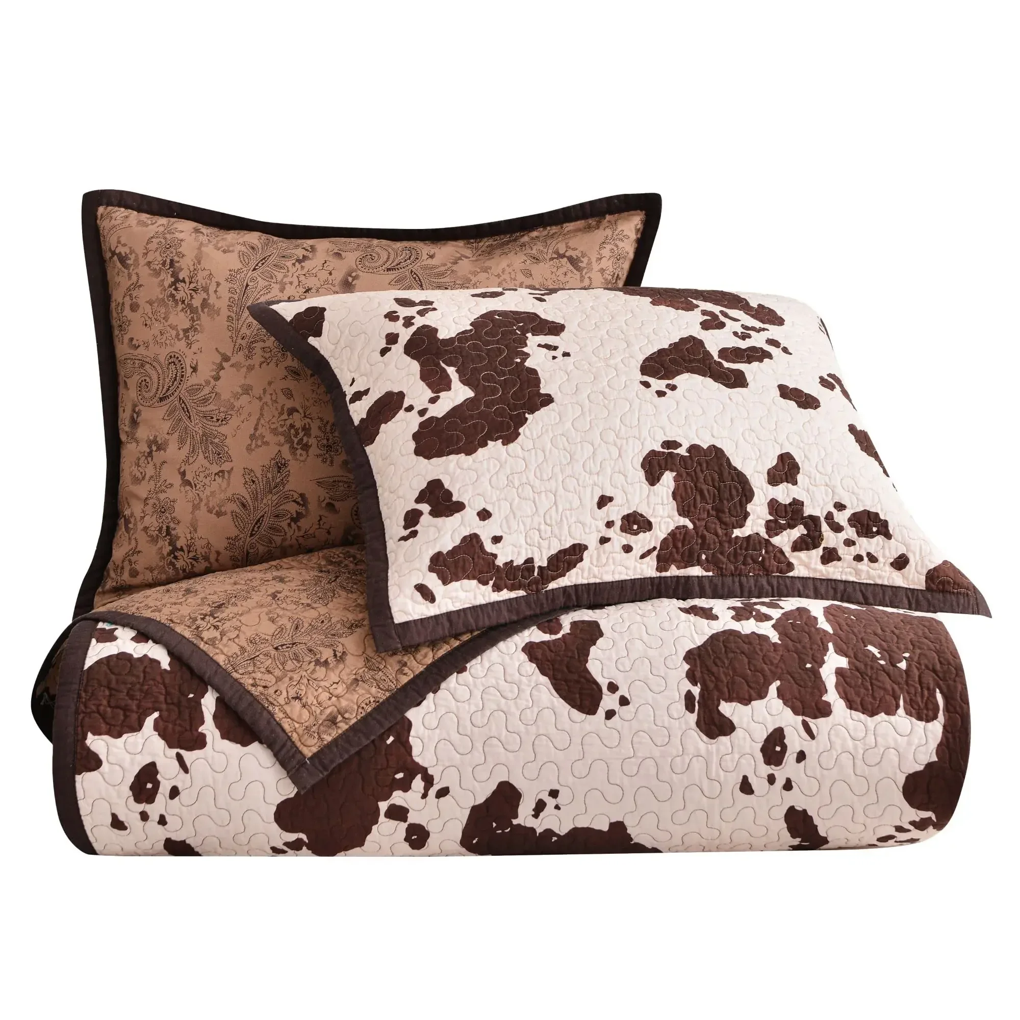 Imagem -05 - Pico Road-elsa Cow Print Conjuntos de Cama Preço Quilt Conjunto com Pillow Shams Super King Size Conjuntos de Cama Ocidentais Hiend Acentos