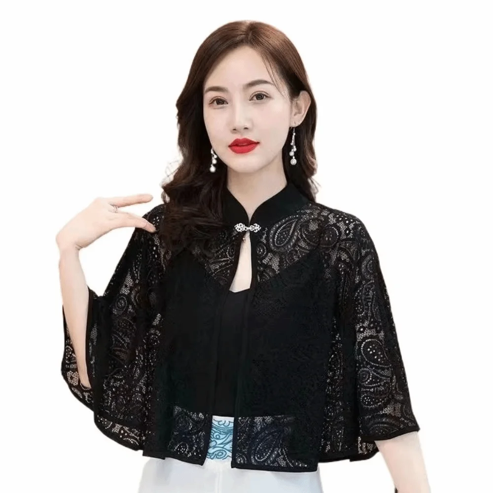 

Fashion Retro Flapper Shawl DIY Embroidery Lace Shawl Poncho Multicolor Boho Chic Hollow Out Vest Clothes Decoration