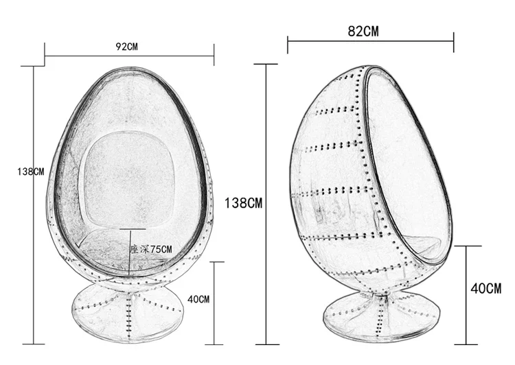 Aluminum Leather Egg Chair Creative Fashion Sofa Egg Shell Chair Fiberglass Lounge