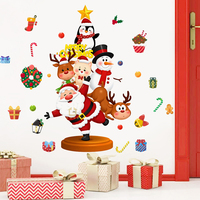 Festive Christmas Wall Art Stickers With Santa Removable PVC For Bedroom Living Room Entrance Hall Home Decoration Wall Decal