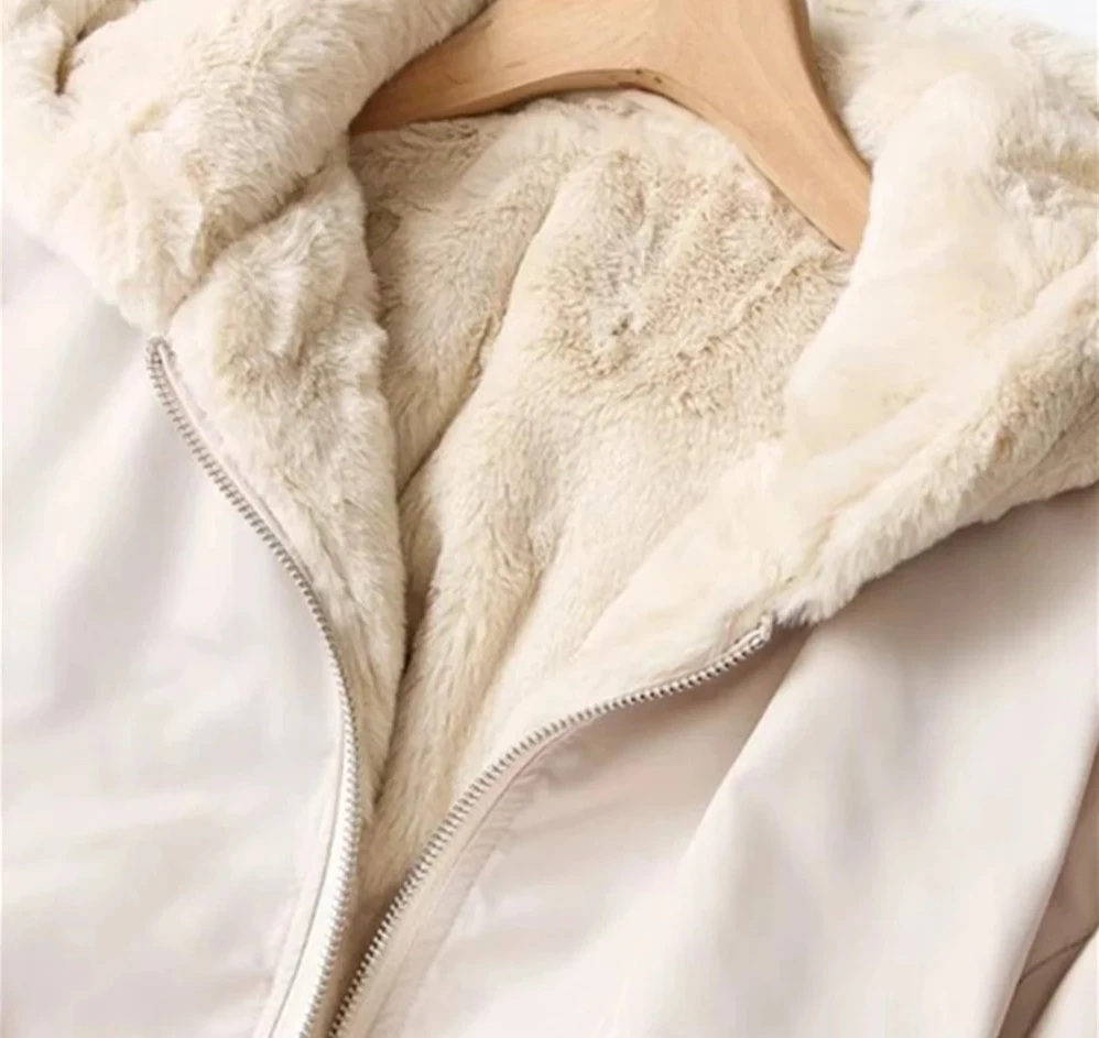 سترة نسائية جديدة للخريف والشتاء من صوف الضأن على الوجهين معطف قطني للخريف والشتاء