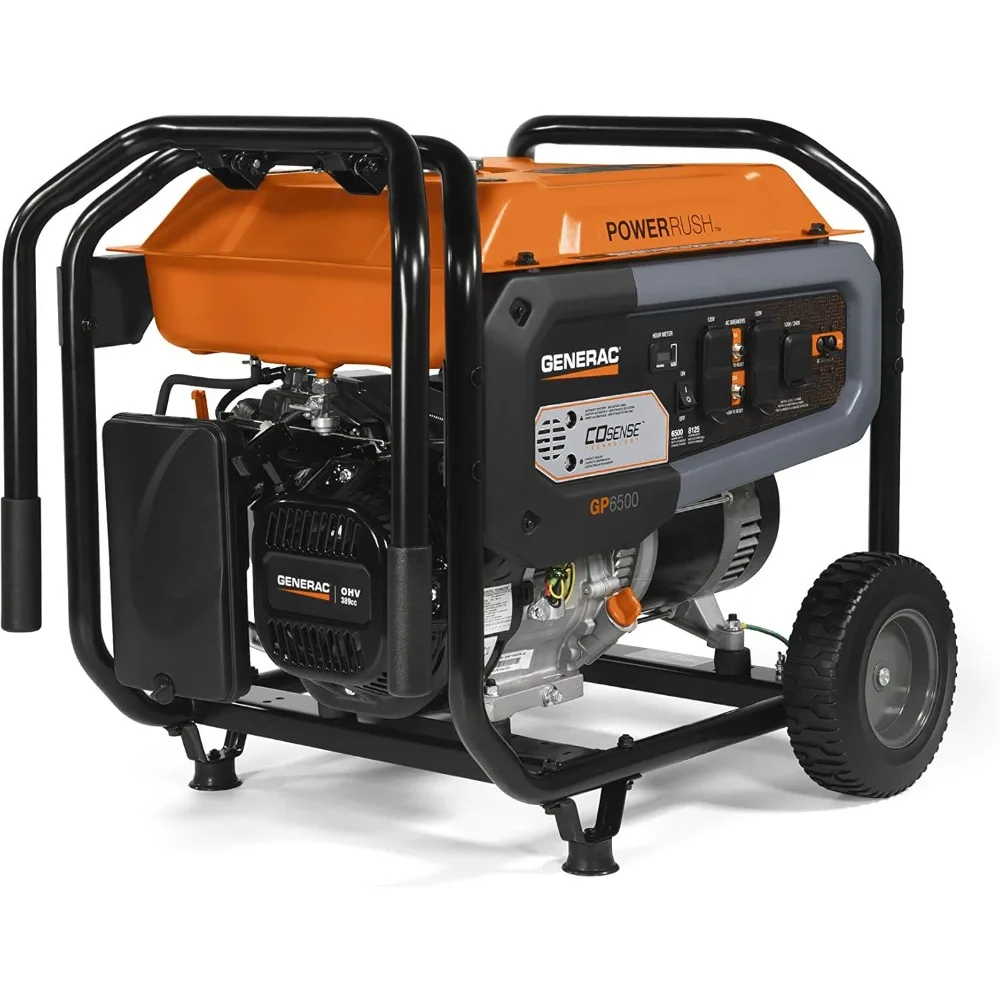 6,500-Watt Gas-Powered Portable Generator with Cord Powerrush Advanced Technology - Power for Emergencies and Recreation