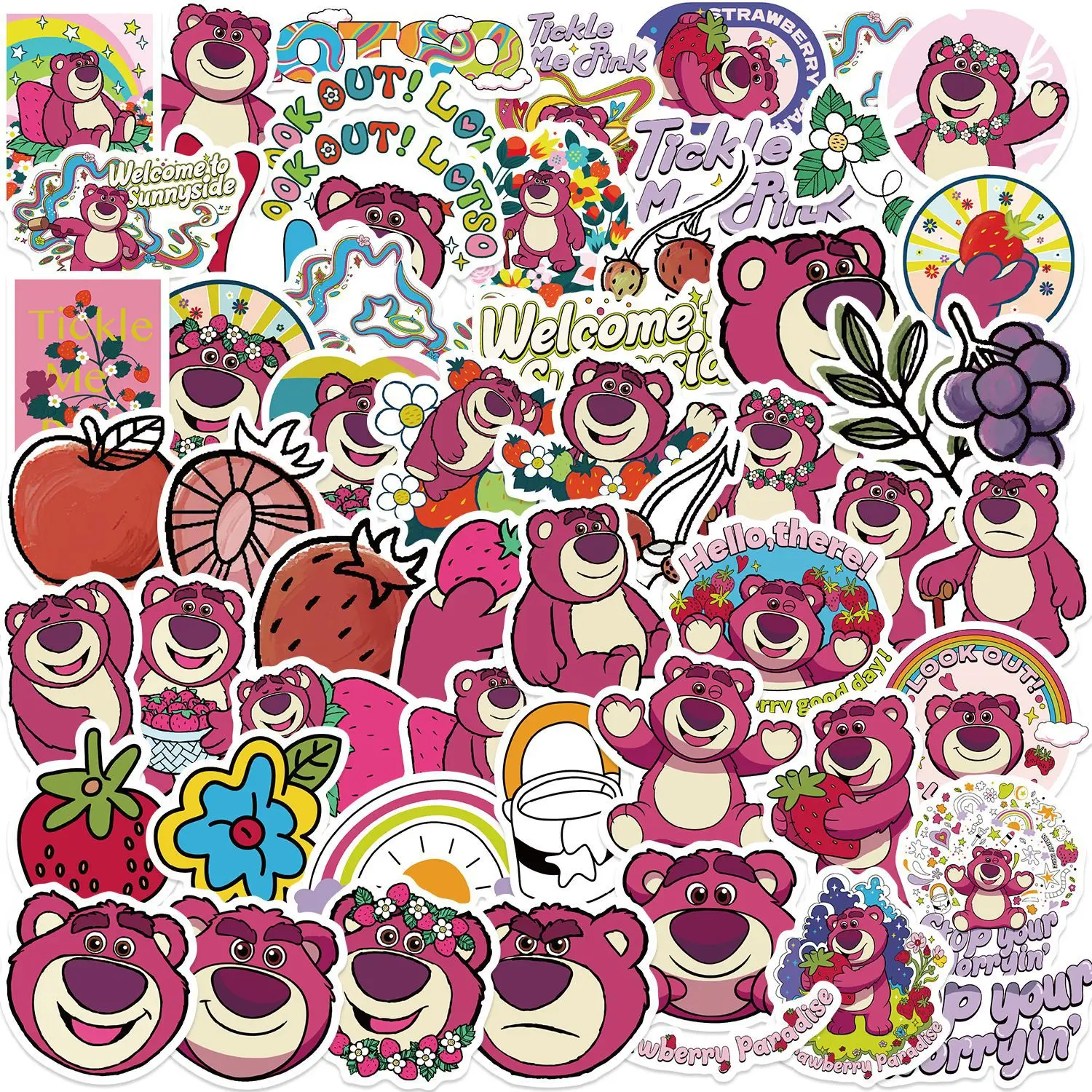 

50 Pcs Disney Toy Story Strawberry Bear Lotso Cartoon Stickers DIY Graffiti Notebook Laptop Water Cup Waterproof Sticker Toys