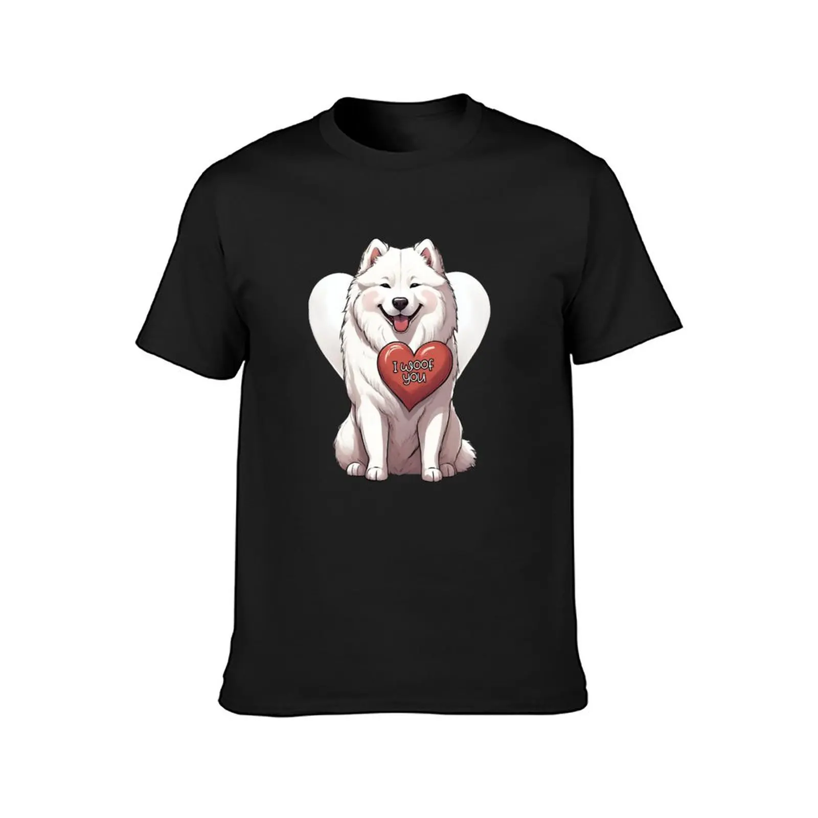 Cute Valentine Samoyed Dog I Woof You - Happy Valentine's Day T-Shirt heavyweights anime clothes funny t shirts for men