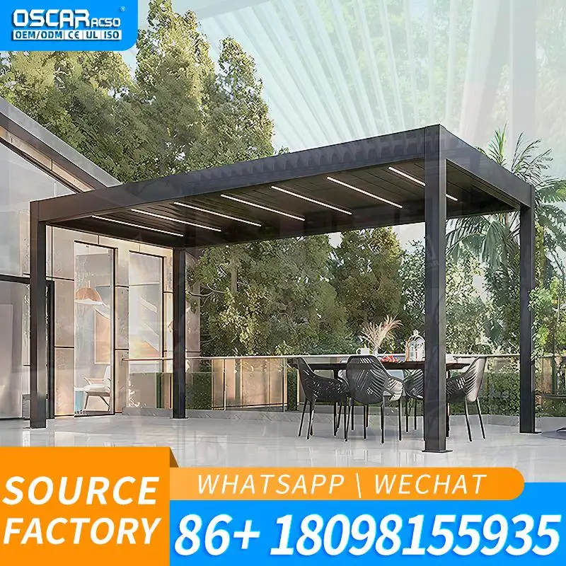 Telescopic Motorized Retractable Adjustable Roof Terrace Aluminium Structure Metal Cover Garden Balcony Pergola Blinds Glassperg