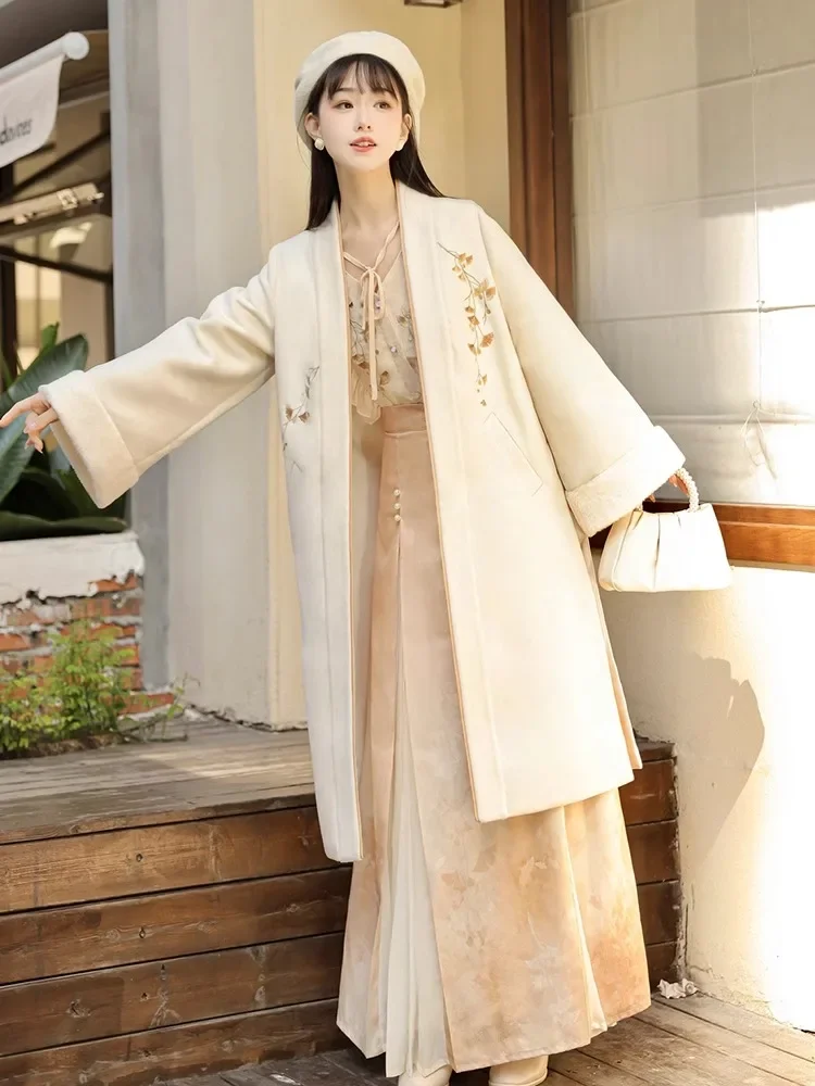 

Hanfu women's improvement daily Han elements new Chinese style national style thickened woolen coat jacket spring and autumn