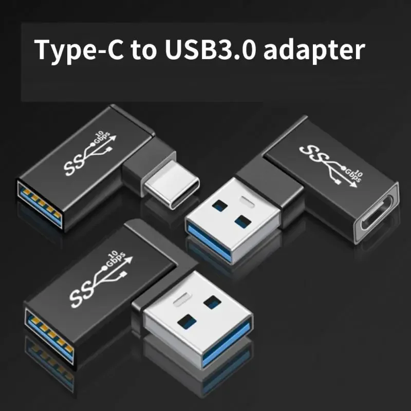 RYRAUSB 3.0 Type C Female To USB 3.0 Male OTG Adapter 10gbps Type C To USB 3.0 Converter 90 Degree Angle For USB C OTG Connector