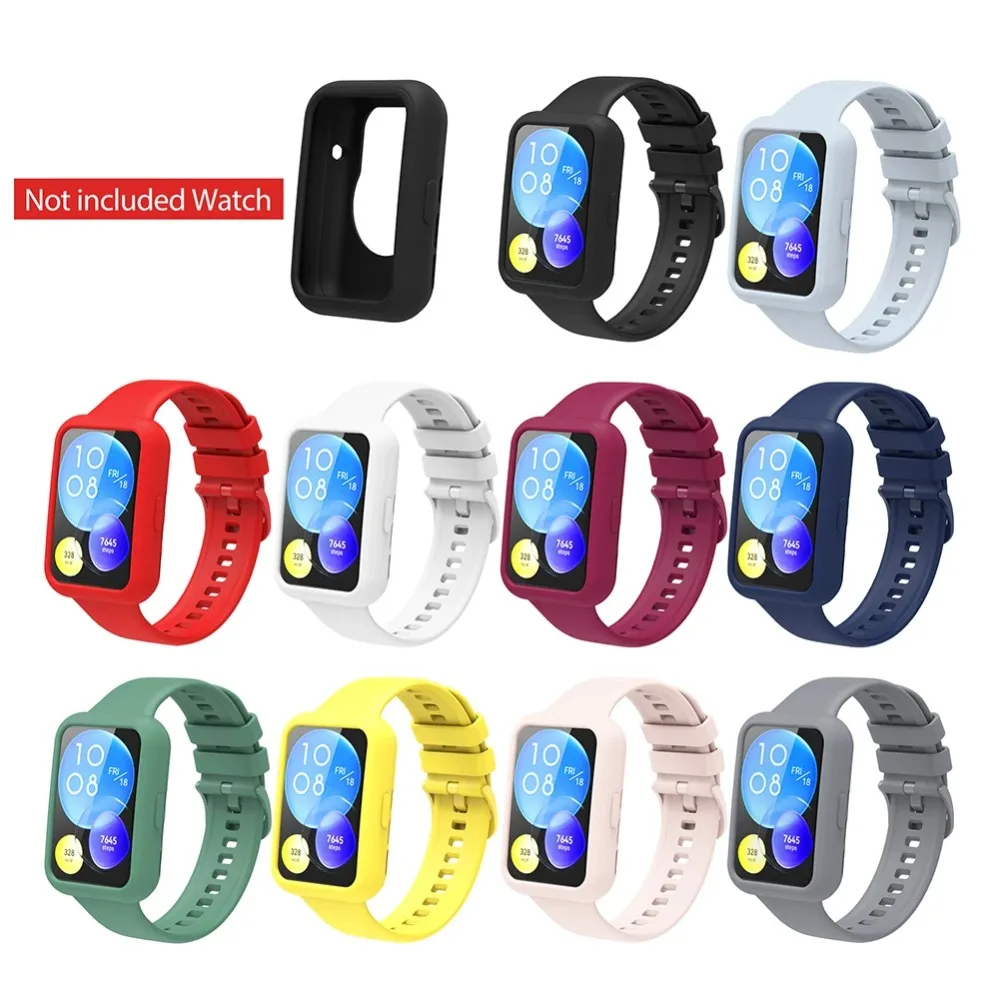 Silicone Protector Case Shockproof Colorful Soft Protector Cover Fall Prevention Scratch-resistant for Huawei Watch Fit 2