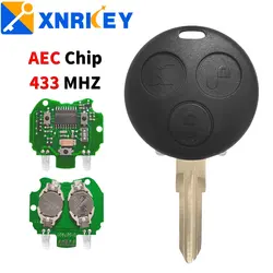 XNRKEY 3 przyciski klucz zdalny AEC Chip 433Mhz z 2 lampkami podczerwonymi dla Mercedes Benz Smart Fortwo four Roadster City Passion