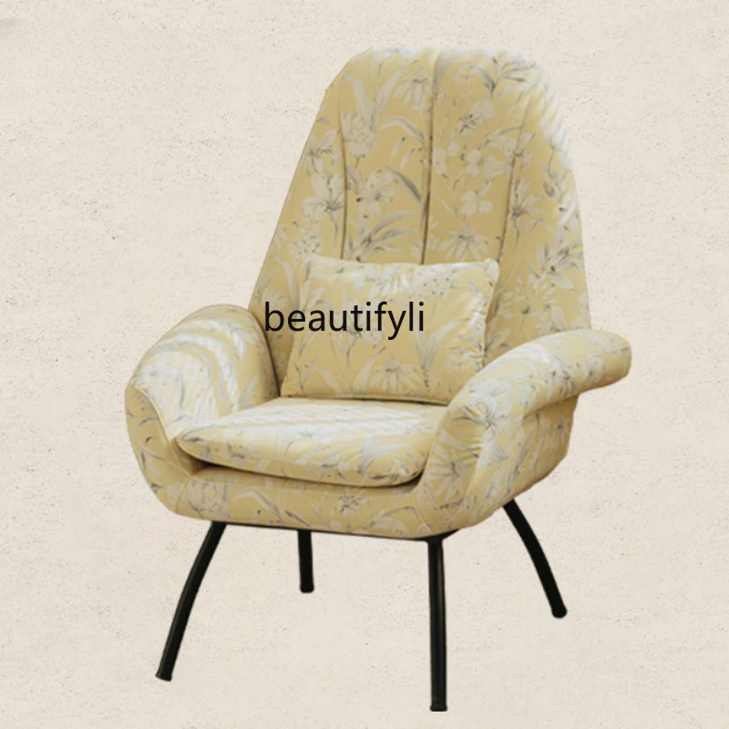 

Retro Leisure Chair Living Room Designer Single-Seat Sofa Chair Light Luxury American Chair Balcony Home