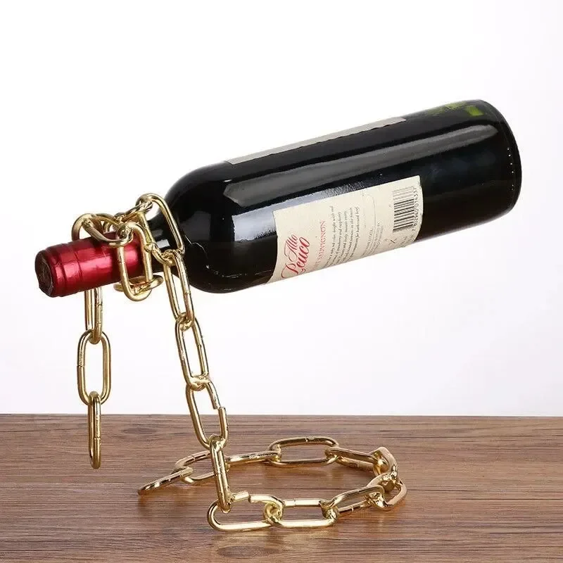 Hanging Chain Rack Fashionable Wine Bottle Holder New Creative Iron Rope Wine Rack Kitchen Dining Room Cellar Bar Decor Ornament