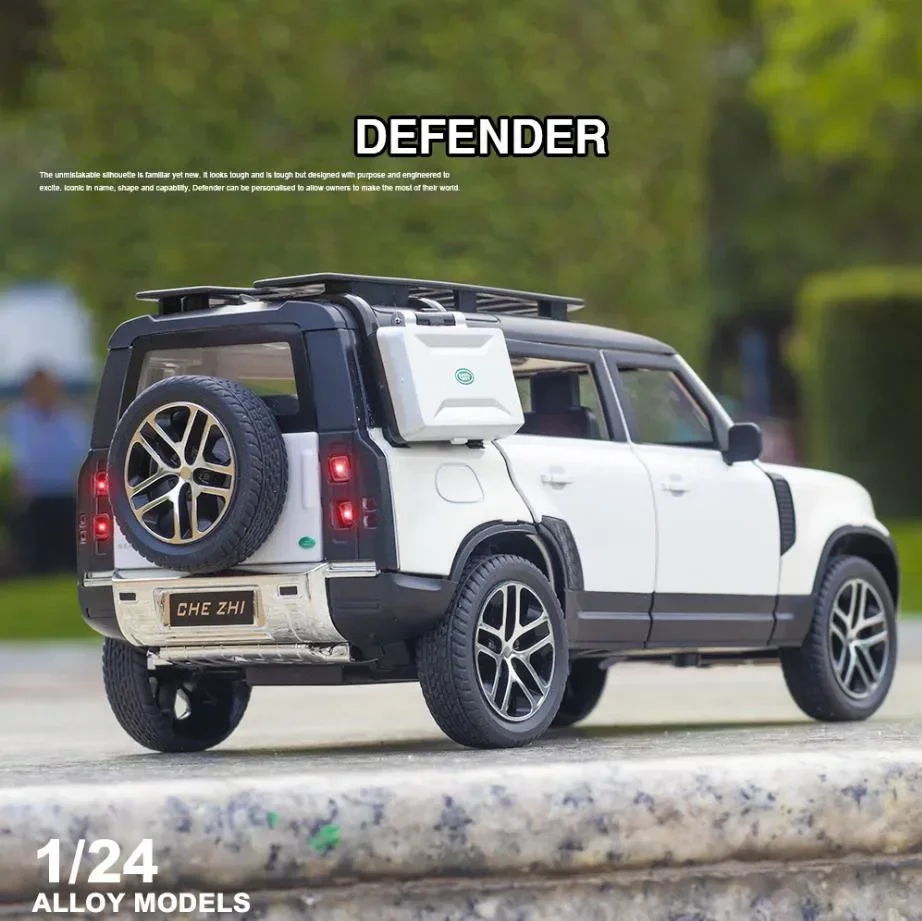 รถโมเดลโลหะรุ่น City Land Defenders Rovers สเกล 1:24 พร้อมไฟและเสียง รถไดแคสต์แบบดึงหลัง รถออฟโรด ของเล่นโลหะผสม
