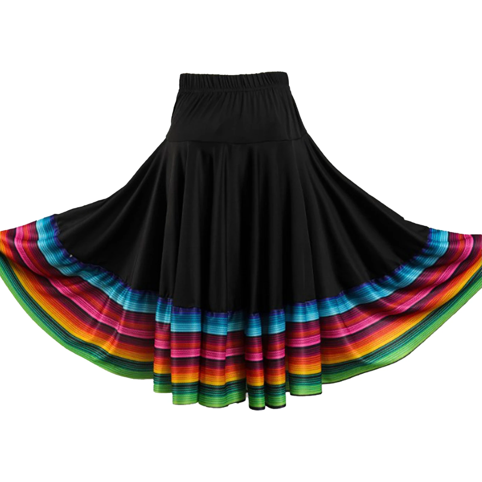 Women Folklorico Dance Skirts Spanish Swing Skirt Mexican Flamenco Folk Dance Performance Waltz Ballroom Dance Training Skirt