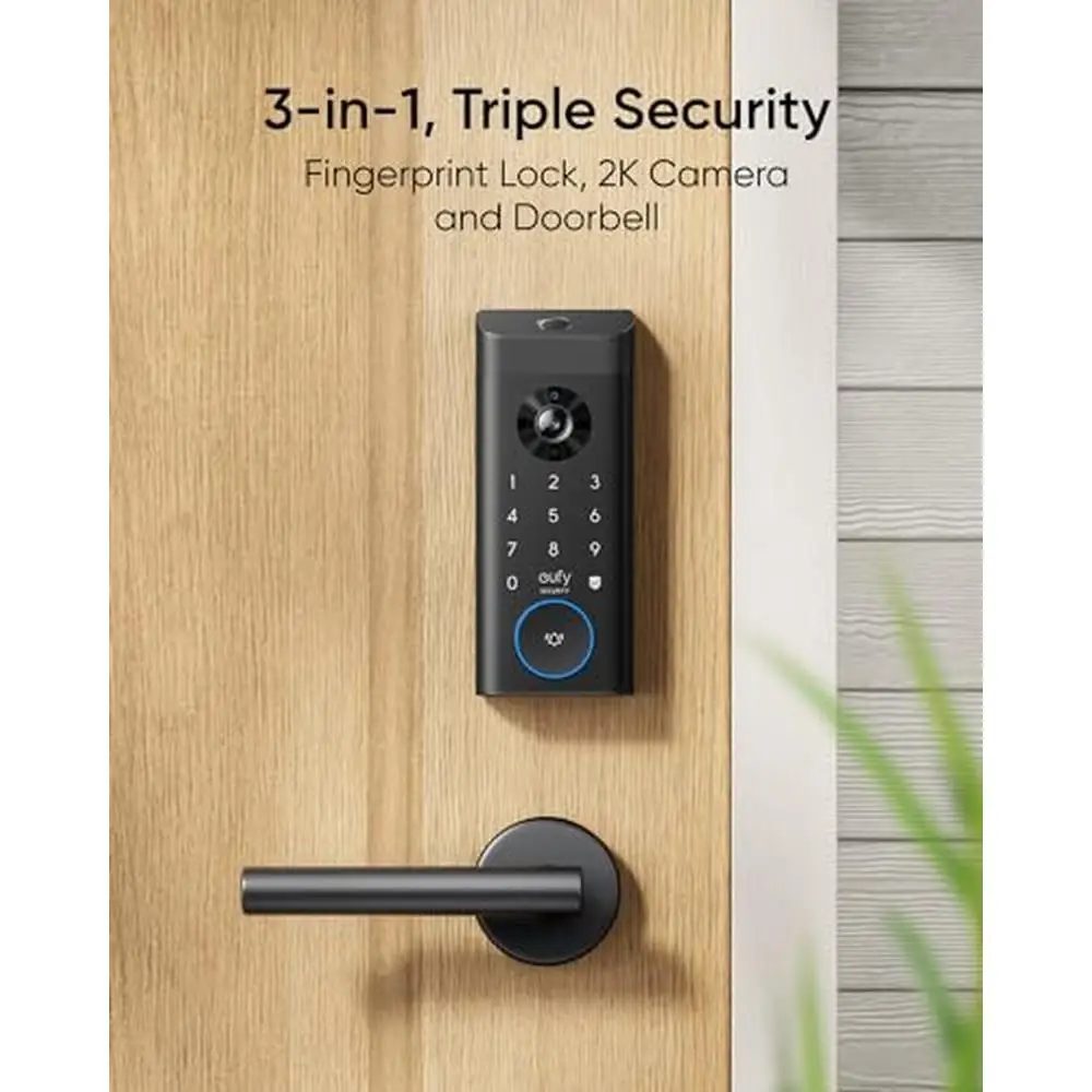 Fingerprint Camera Doorbell Smart Lock Wi-Fi Deadbolt 2K HD Alexa Remote Control Night Vision Video Entry_combined Security