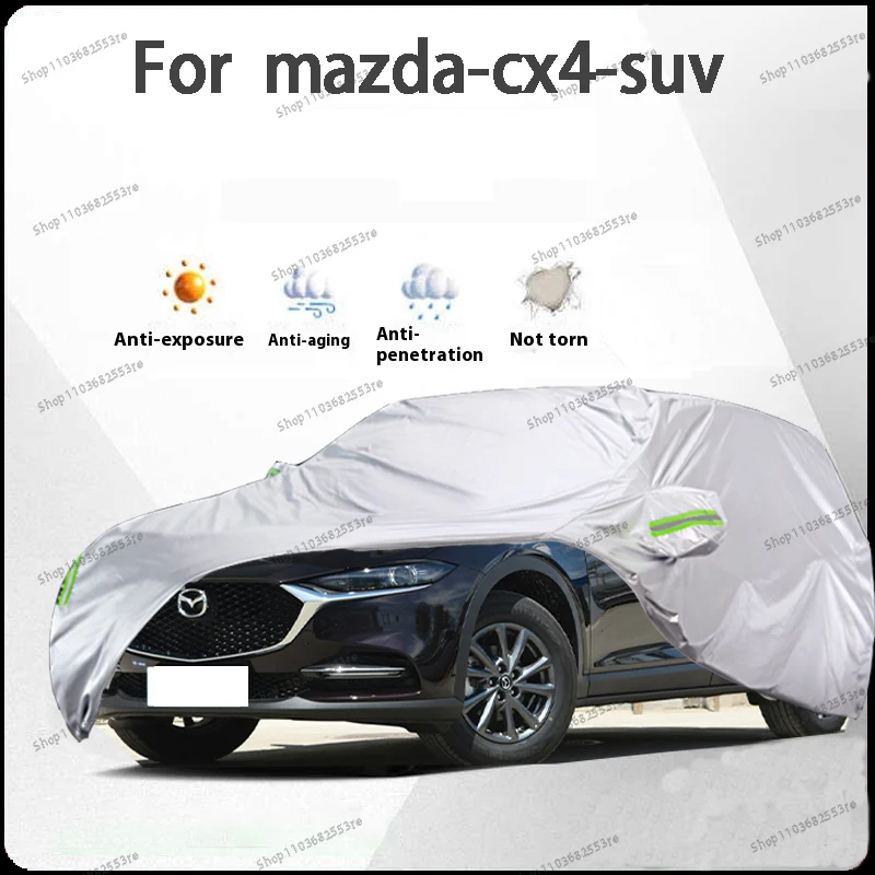 

Чехол для автомобиля Mazda CX4 Fit — водонепроницаемый, пылезащитный, солнцезащитный козырек (УФ), снегозащитный | Серебряное полное покрытие с защитой в течение всего дня