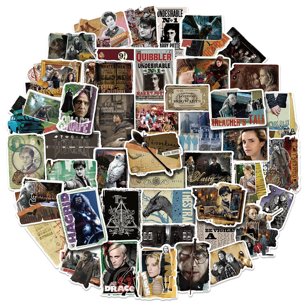 Genuine 50Pcs Harry Potter Stickers Decals Toy Stationery Guitar Phone Bicycle Laptop Luggage Car Skateboard Sticker Gifts