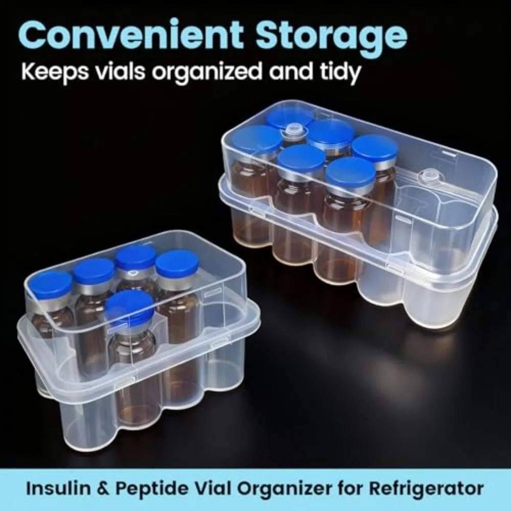New 3/5/7/10mL 2/10/24-Slot Vial Storage Case Stackable Plastic Microtube Storage Box Clear Freezer Tube Box Diabetic Supplies