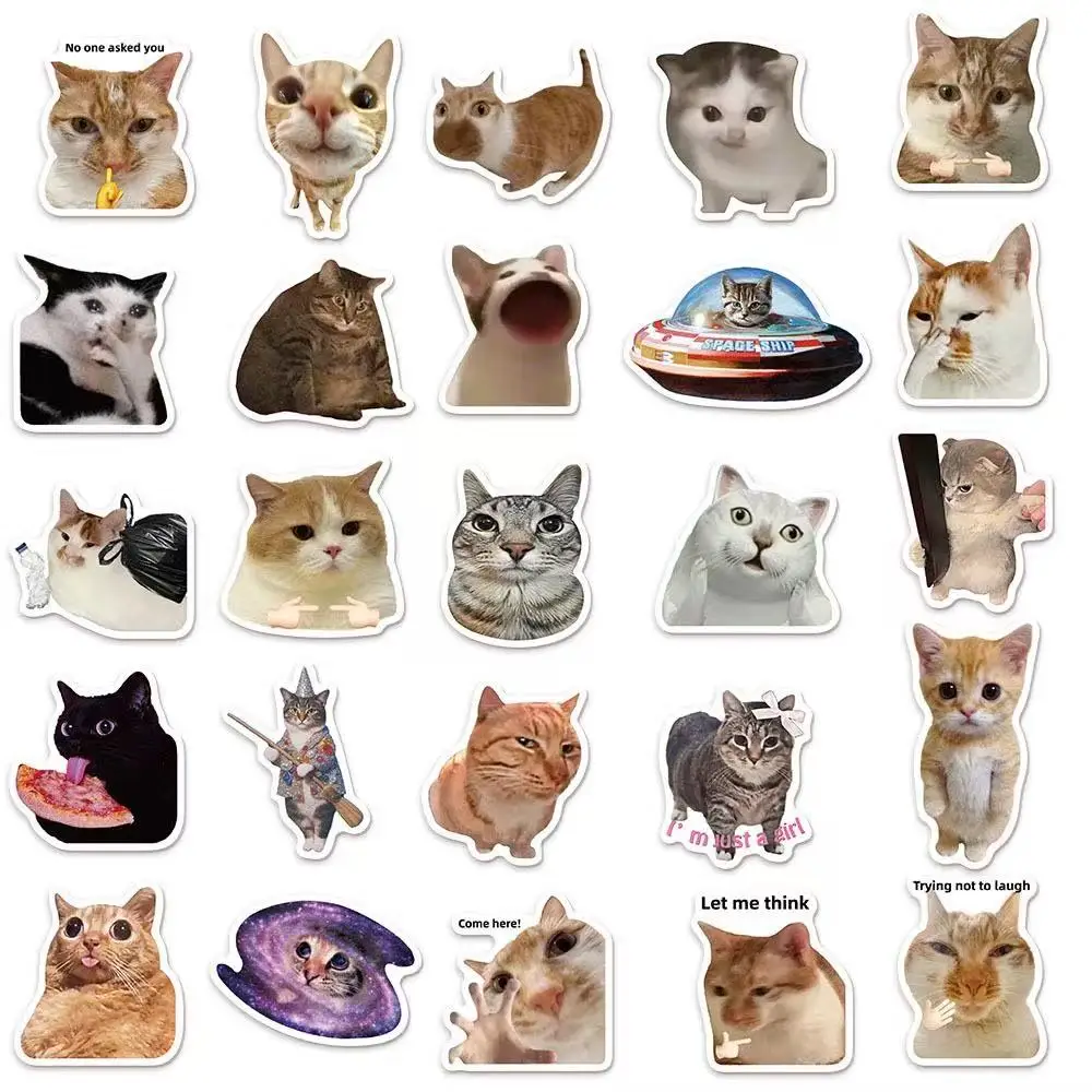 50/100PCS Creative Network Popular Cat Meme Collection Hand Account DIY Graffiti Stickers Water Cup Skateboard Stickers