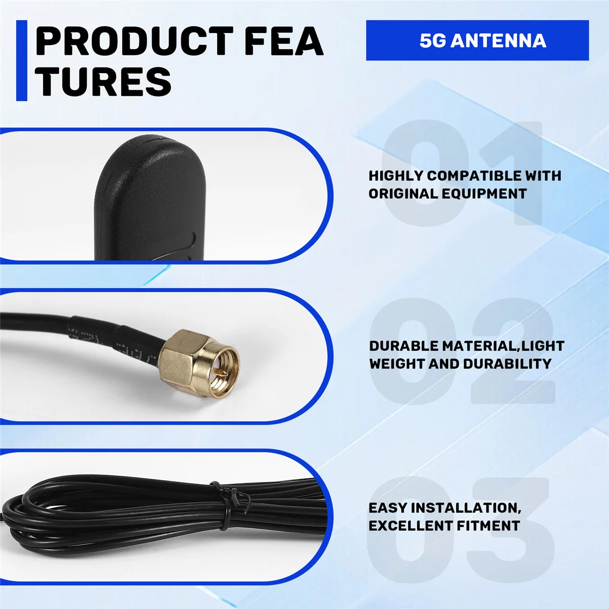 Antena gsm gprs 3g 4g 5g externa de alto ganho 15dbi 600-6000mhz sma macho à prova d'água antena de sucção magnética para roteador