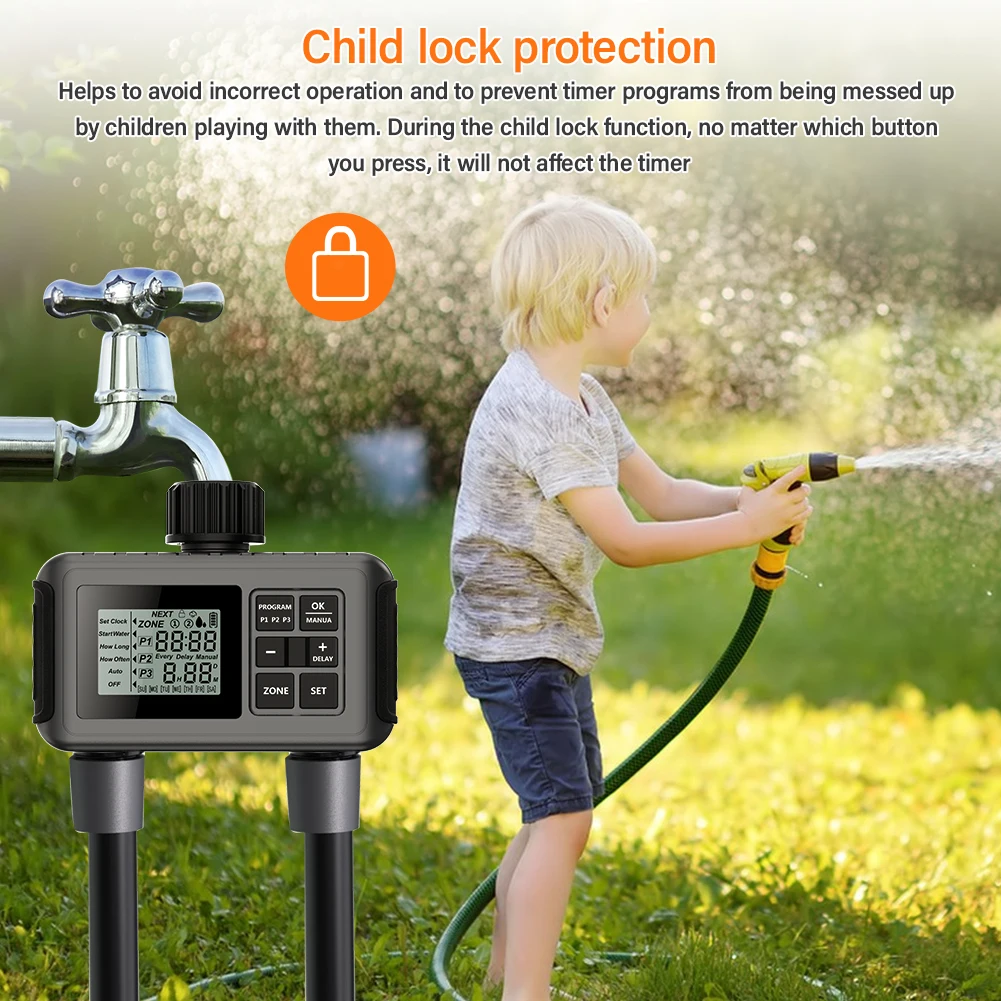 Yieryi Sprinkler Timer Smart Dual Water Timer Garden Farm Irrigation Controller Programmable Irrigation Timed Watering Valve