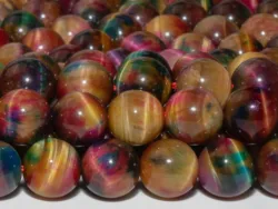 Cat Eye Multicolor Tiger Eye Beads Natural Stone Loose Beads Round Shape Size Options 4/6/8/10/12mm for Jewelry Making