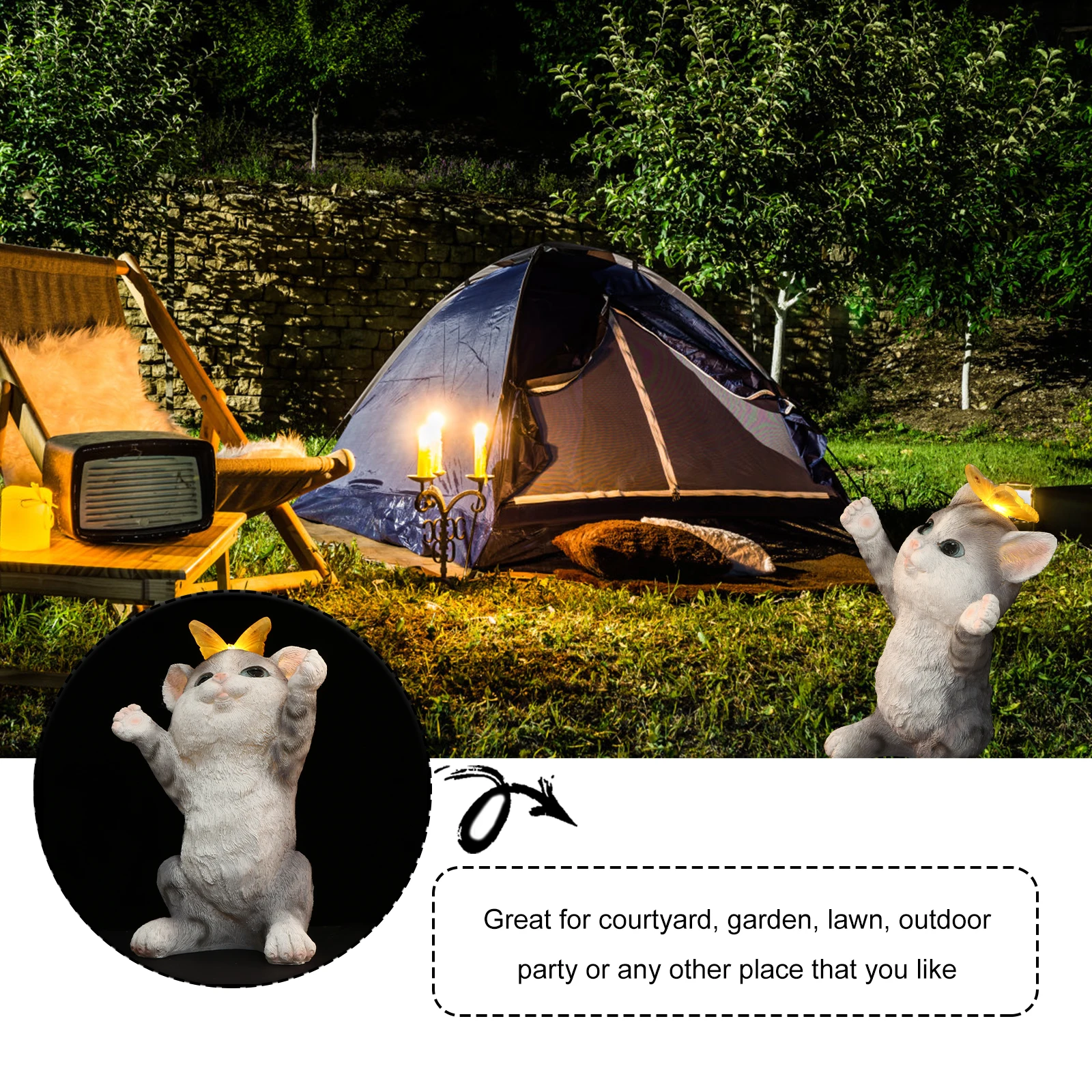 

Resin Cat Lamp Decor Vivid Outdoor Solar Lamp Adornment Garden Adornment Yard Lawn Party Gift Solar Energy Light