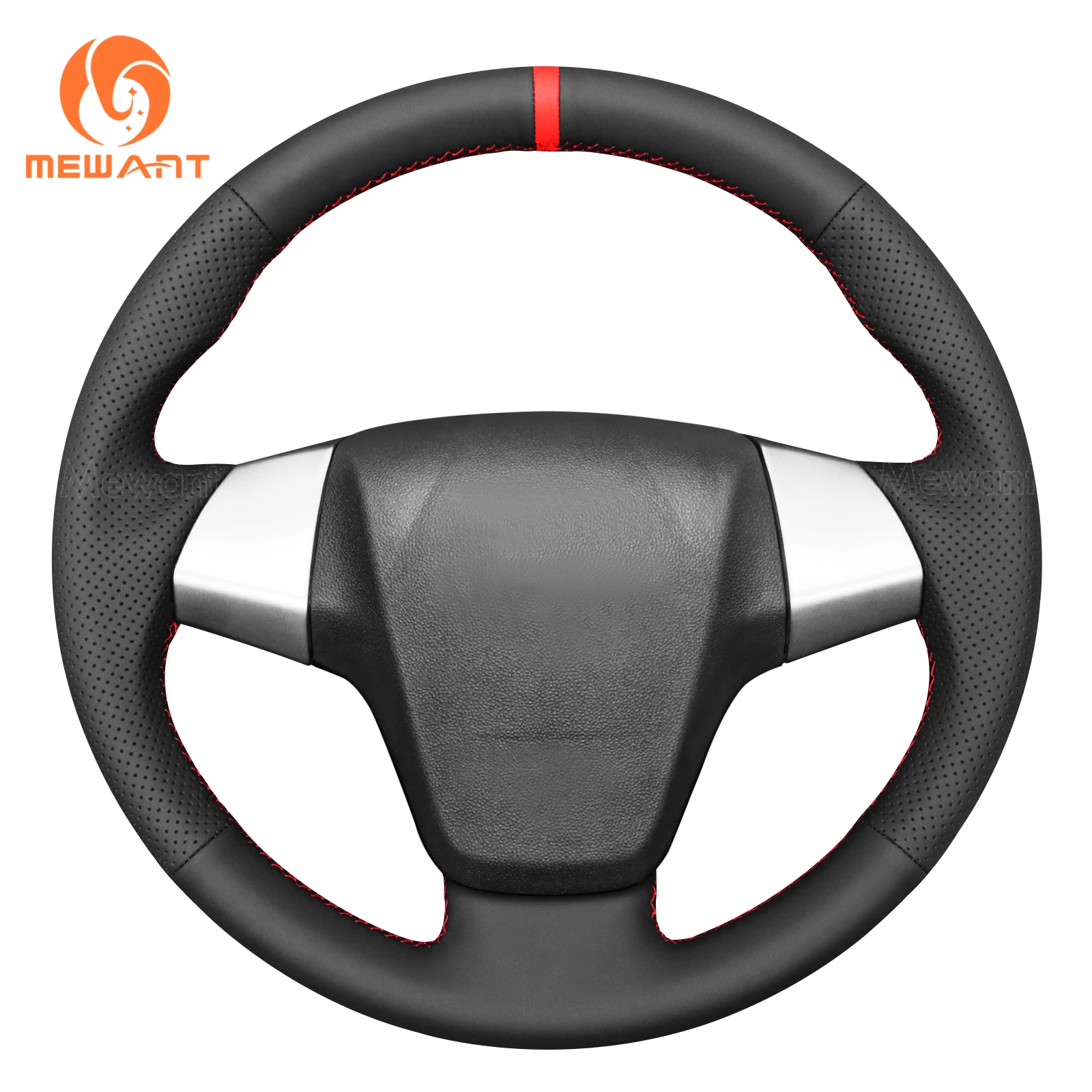 Mewant Black Real Genuine Leather Car Steering Wheel Cover for Toyota Avanza Calya Rush Daihatsu Sigra