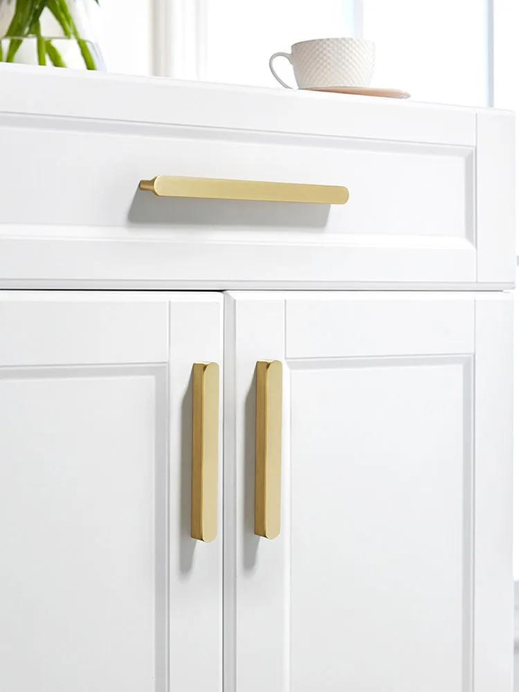 Long Brass Flat Cabinet Handle Wardrobe Pulls 50-1000mm T shape Furniture Handles Brushed Gold Drawer Bar Handle Brass Hardware