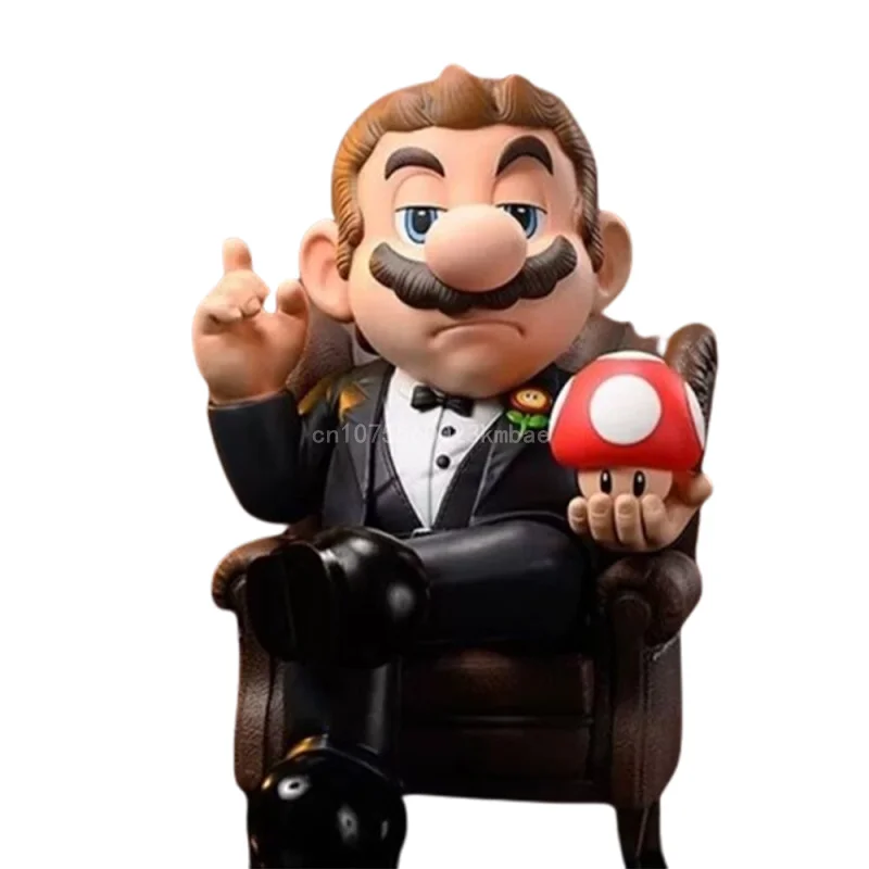 Super Mario Bros Figure The Godfather Action Figure Mario Puzo Figure Toys Collection Model 15.5cm Pvc Mushroom Birthday Gifts