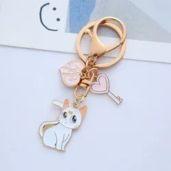 New Sailor Keychain Moon Sweet Cat Girl Car Metal Keychain Creative Cartoon Cute Couple Gift Bag Pendant Female Metal Key Ring