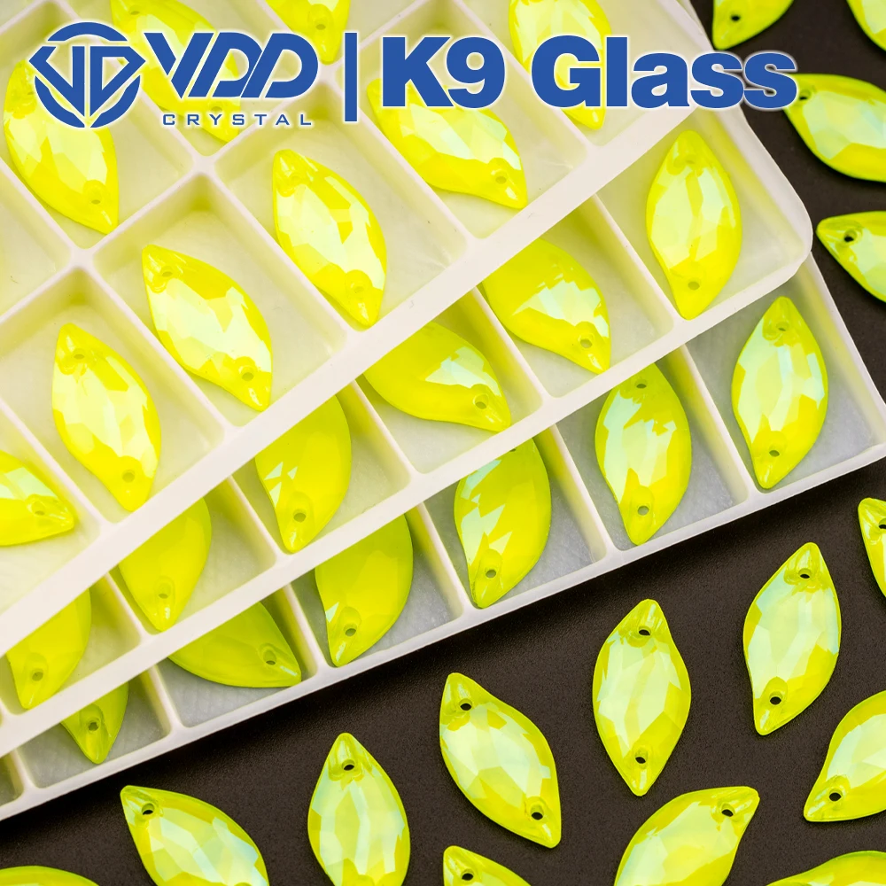 VDD New Color Neon Lemon Top Quality K9 Glass Sew On Rhinestone Sewing Crystal Flatback Stones For DIY Clothes Dress Decorations