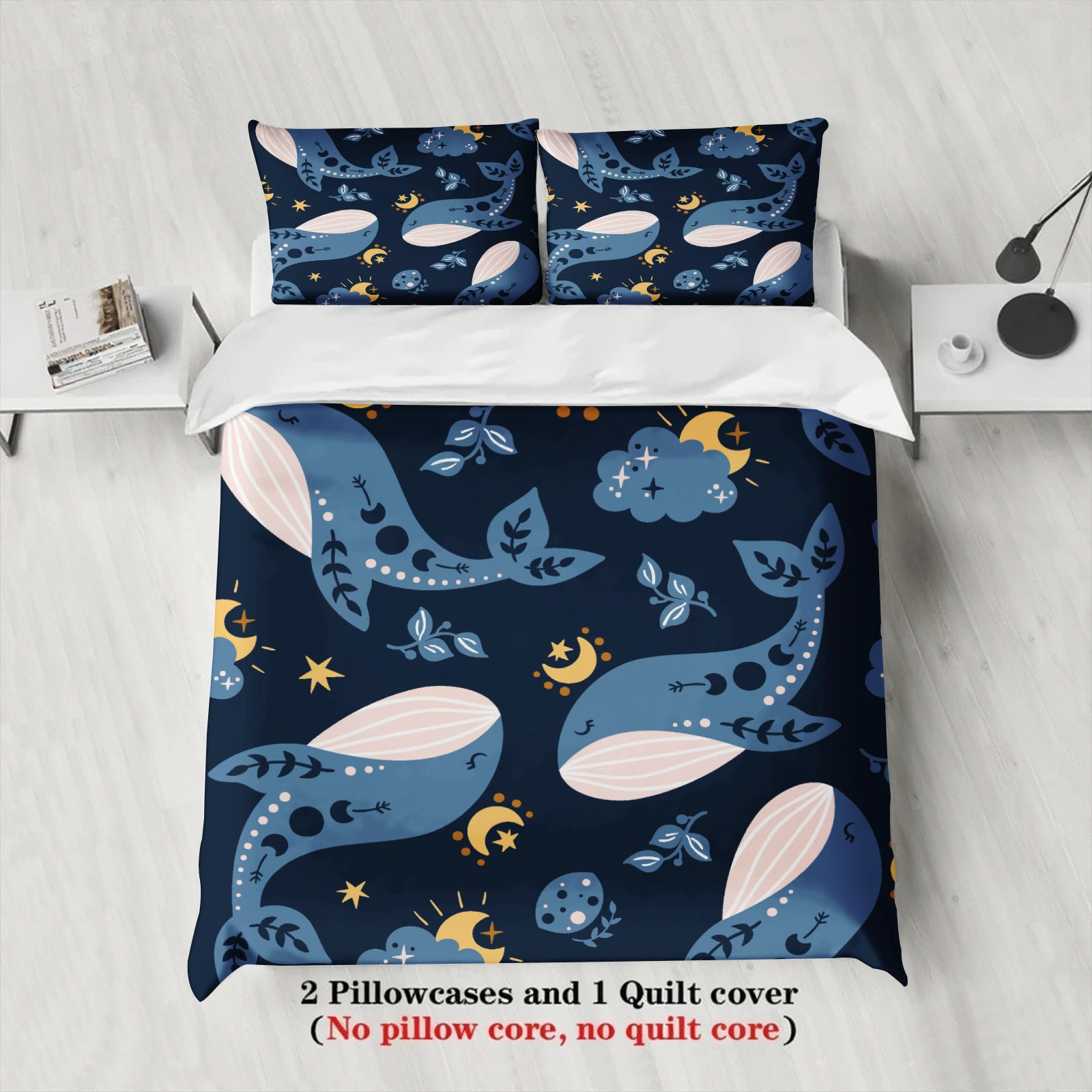 3pcs Bedding Sets 3D Printed Whimsical Moon Clouds And Stars Twin Queen King Size Duvet Cover Sets With Pillowcases No Filling