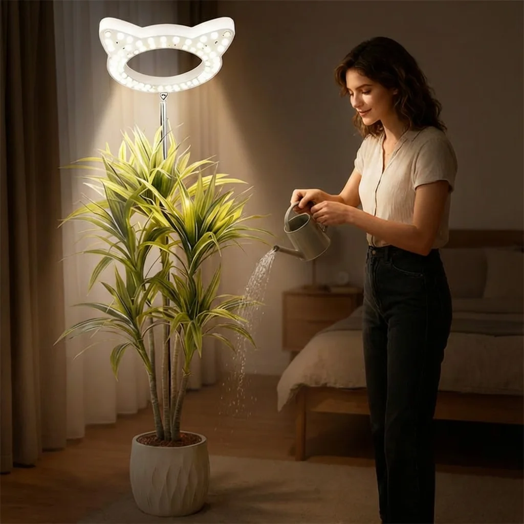 

Светильник для выращивания комнатных растений с телескопическим стержнем, регулируемой яркостью, автоматическим таймером (3 ч/9 ч/12 ч), 10 яркости, идеально подходит для больших растений