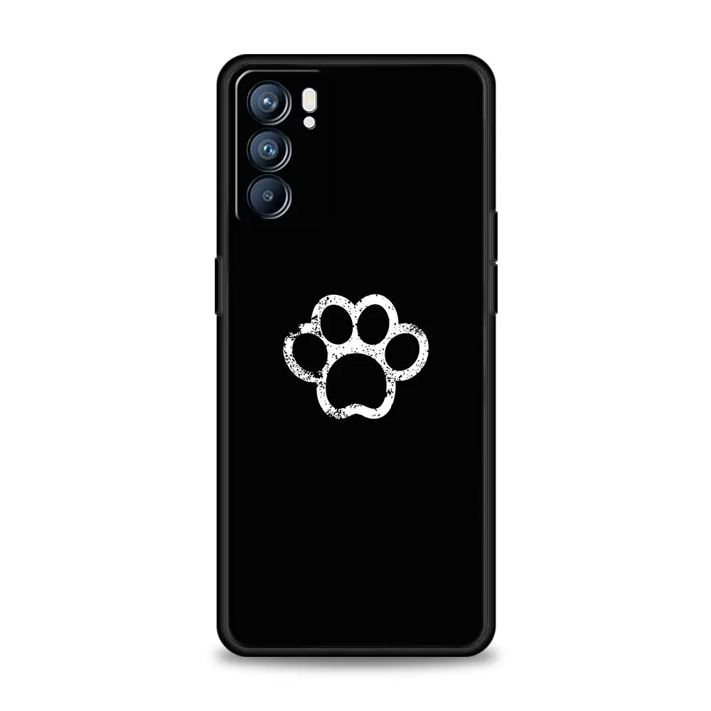 Cute Cat Dog Paw Love Case For Oppo Reno8 Reno7 Reno6 Pro A54 5G Find X6 X5 A53 A52 A9 A15 A95 A17 A16 A76 A74 A57 A31 Cover