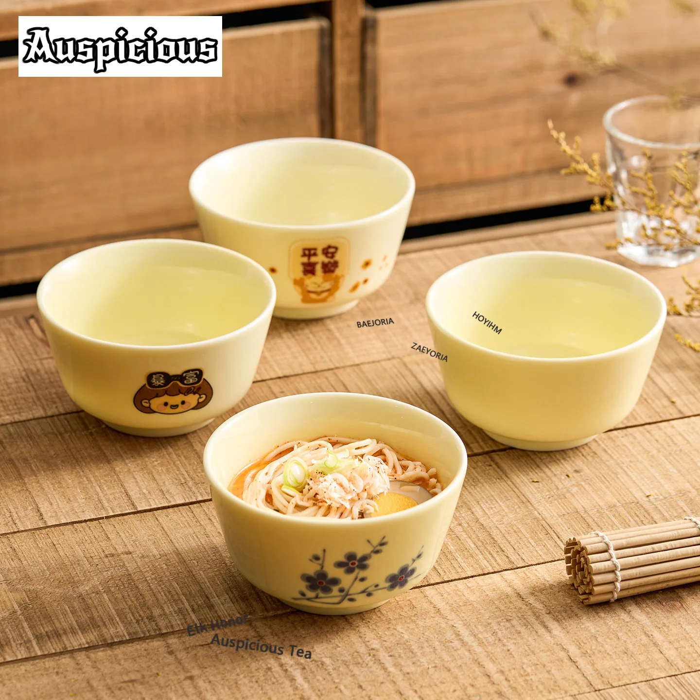 4.9 Inch Underglaze Color Flower Bowl Creative Rice Bowl Refreshment Fruit Plate Yogurt Basin Noodle Sushi Bowl Cuisine Dishware