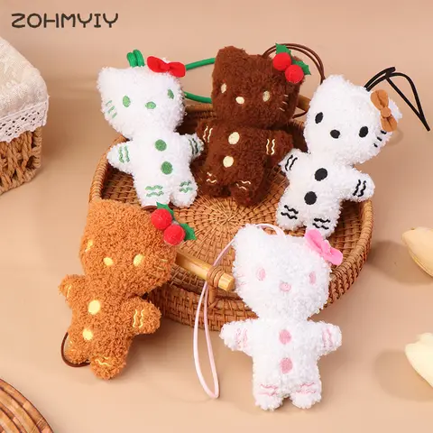 크리스마스 헬로 키티 키 체인 Kawaii KT 고양이 진저 브레드 남자 플러시 열쇠 고리 가방 펜던트 배낭 매달려 장식 크리스마스 선물 Best5