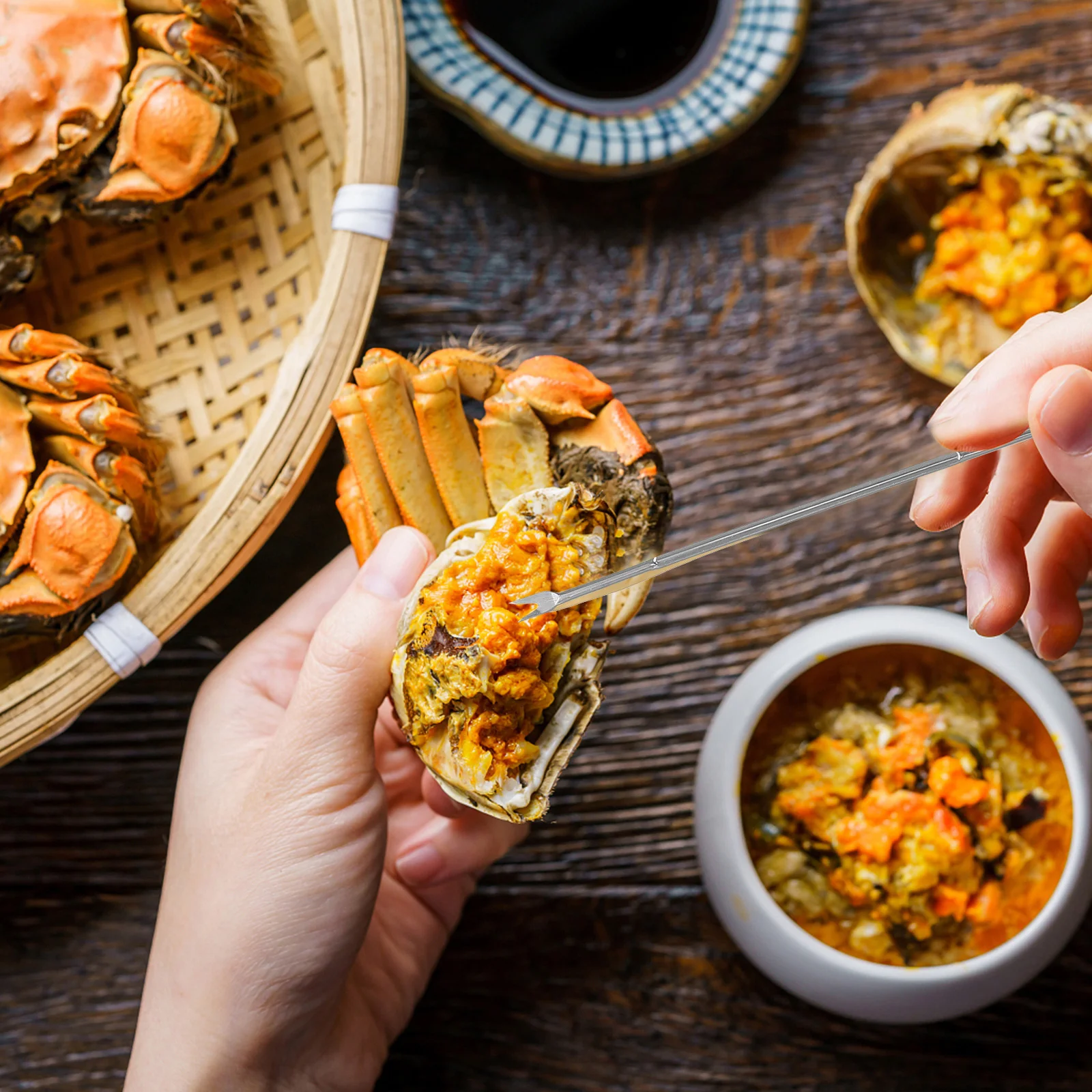 

1 set Crab Eating Kit Stainless Steel Crab Scissors Set With Picks For Lobster Shell Crackers Seafood Opening Tools Kitchen Bar