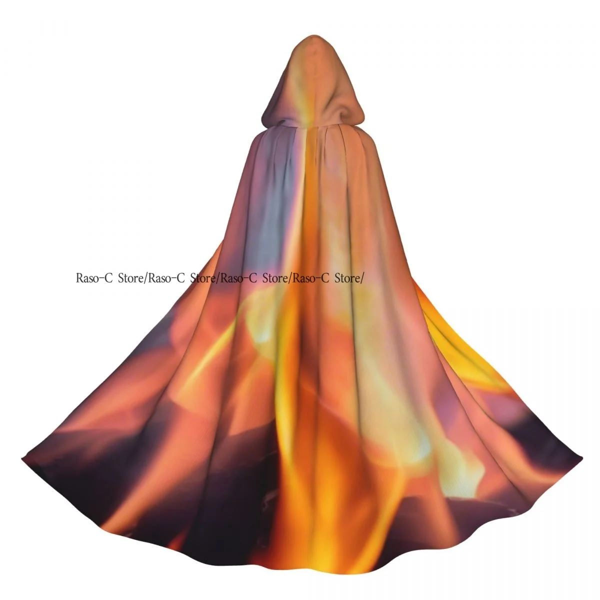 

Beautiful Fire Hooded Cloak Polyester Unisex Witch Cape Costume Accessory