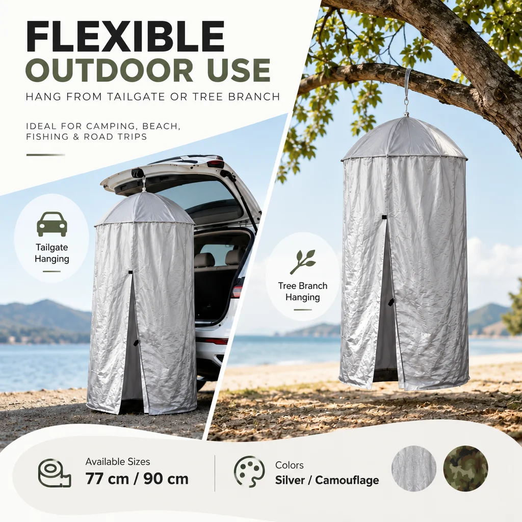 Portable Hanging Privacy Shelter Pop-Up Changing Shower Tent for Camping Car Tailgate Outdoor Toilet 77/90cm image 4