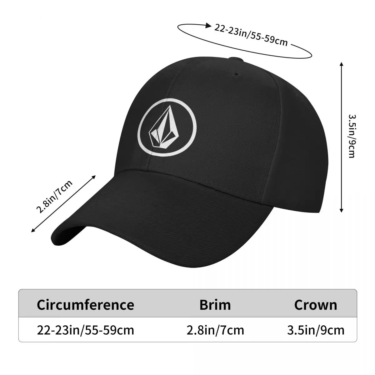 Volcoms Logo Diamond Hats Men Women Hip-Hop Dad Hat Sun Hat Racing Cap Adjustable Snapback Caps Baseball Cap Winter