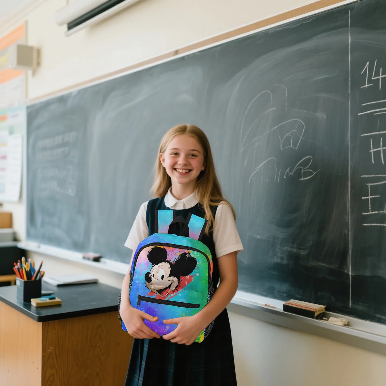 

Mickey MouseIllustration-1 Child Girl Bag Printed Children School Backpack Class Bag For Girls 12 Inch School Backpack Bag