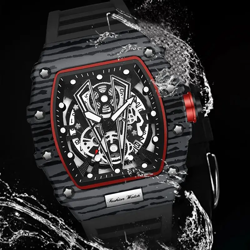 Luxury Brand Watches Men Tonneau Square Design Waterproof Mechanical Watch Sport Chronograph Stylish Automatic Watches Sapphire